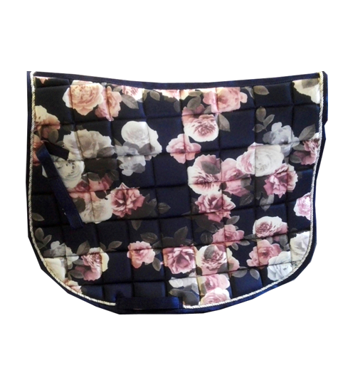 Custom Made Navy Floral Saddle Pad