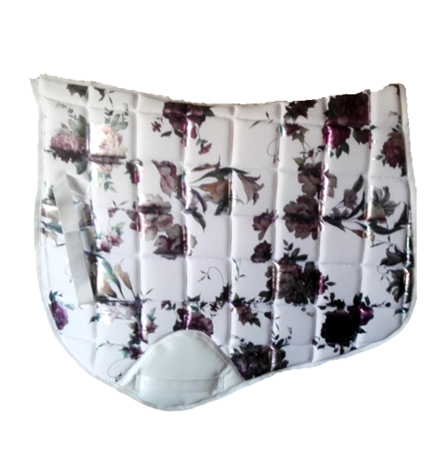 Custom Made White Floral Saddle Pad